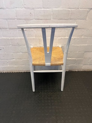 Charming White Wooden Dining Chair with Natural Woven Seat - 2ndhandwarehouse.com