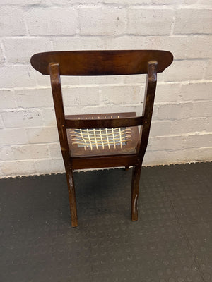 Charming Vintage Wooden Dining Chair with Woven Seat – Minor Wear - 2ndhandwarehouse.com