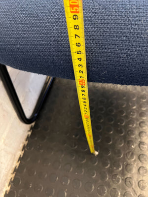 Vintage Striped Upholstered Office Chair with Blue Fabric and Metal Frame