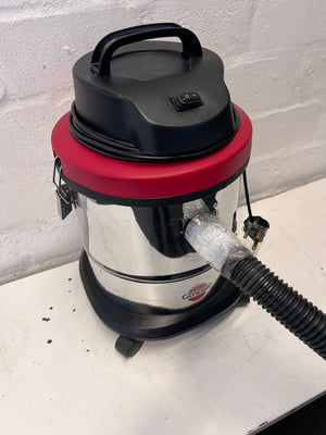 Stainless Steel Genesis Vacuum Cleaner with Red Accents