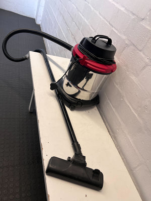 Stainless Steel Genesis Vacuum Cleaner with Red Accents