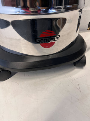 Stainless Steel Genesis Vacuum Cleaner with Red Accents