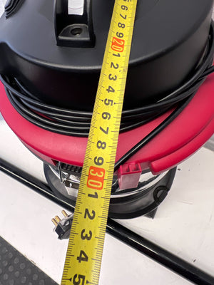 Stainless Steel Genesis Vacuum Cleaner with Red Accents