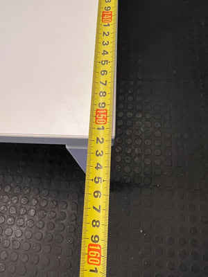 Modern White Office Desk with Blue Privacy Screens