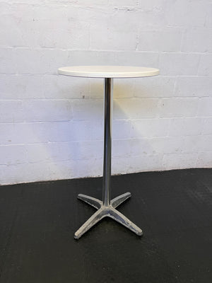 Stylish Round White Table with Chrome Base โ Minor Wear
