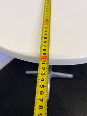 Stylish Round White Table with Chrome Base โ Minor Wear