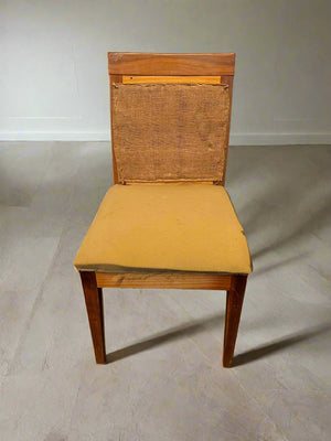 Vintage Wooden Chair with Yellow Cushion β Minor Wear - 2ndhandwarehouse.com