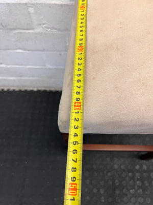 Chic Beige Fabric Bar Stool with Rich Wooden Accents - 2ndhandwarehouse.com