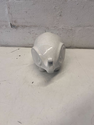 Charming White Ceramic Elephant Figurine with Crackle Finish