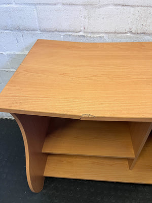 Sleek Curved Wooden Console Table β Light Oak Finish