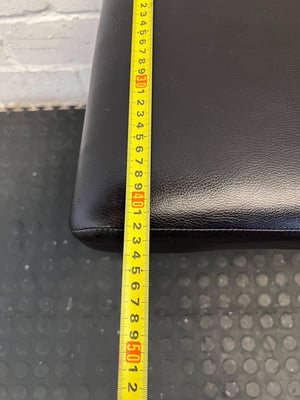 Elegant Black Leather Dining Chair with Cherry Wood Legs