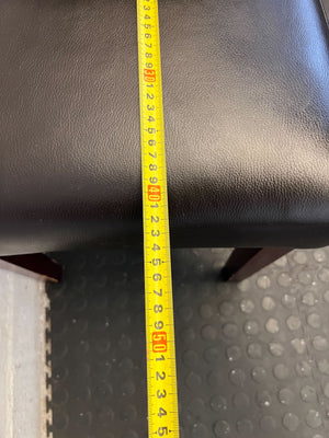 Elegant Black Leather Dining Chair with Cherry Wood Legs