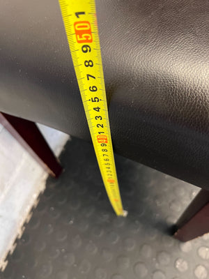 Elegant Black Leather Dining Chair with Cherry Wood Legs