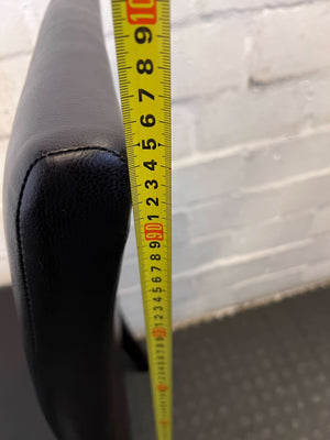 Elegant Black Leather Dining Chair with Cherry Wood Legs