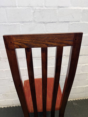Elegant Dark Wood Dining Chair with Upholstered Red Seat