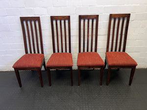 Elegant Dark Wood Dining Chair with Upholstered Red Seat