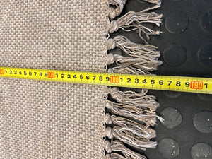 Natural Beige Woven Area Rug with Fringed Edges - Great Condition
