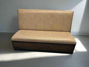 SINGLE SIDED - 140CM - Stylish Beige Upholstered Restaurant Booth Seat Wooden Frame - Minor Wear & Tear
