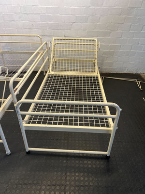 Sturdy White Metal Hospital Bed with Wheels
