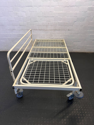 Sturdy White Metal Hospital Bed with Wheels