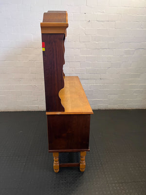 Rustic Oak & Mahogany Sideboard Cabinet with Shelves and Drawers