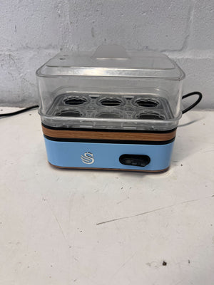 Stylish Blue Electric Egg Cooker with Transparent Lid β Minor Wear