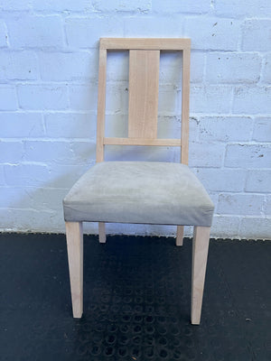 Modern Beige Upholstered Dining Chair with Light Wooden Frame