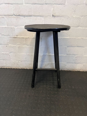 Vintage Black Round Wooden Stool with Minor Wear
