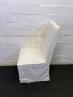 Elegant White Fabric Dining Chair with Minor Wear