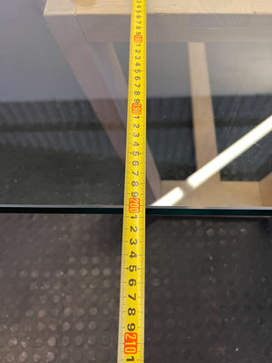 Elegant Glass-Top Dining Table with Wooden Base β Modern Design