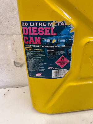 Robust 20L Yellow Metal Diesel Fuel Can