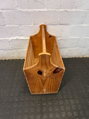 Rustic Wooden Slatted Storage Caddy with Handle