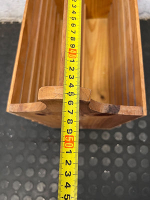 Rustic Wooden Slatted Storage Caddy with Handle