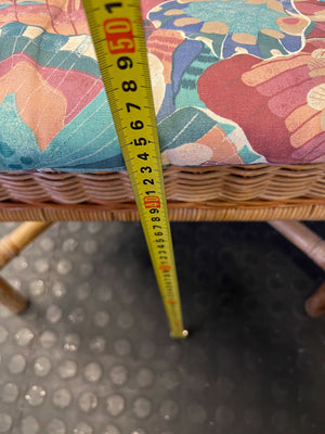 Charming Vintage Wicker Chair with Colorful Cushion