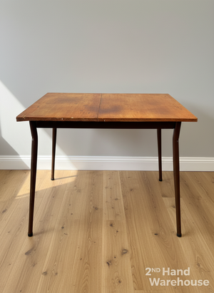 Rustic Wooden Dining Table with Brown Finish - Vintage Charm - 2ndhandwarehouse.com