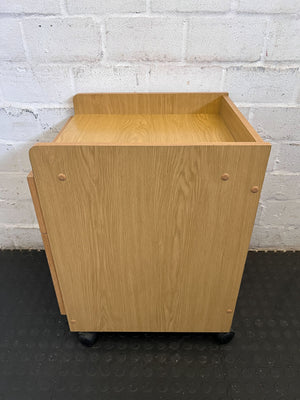 Light Oak Look Mobile Filing Cabinet with 2 Drawers & Lock - 2ndhandwarehouse.com