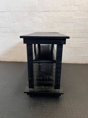 Rustic Black 2-Tier Wooden Shelf Unit