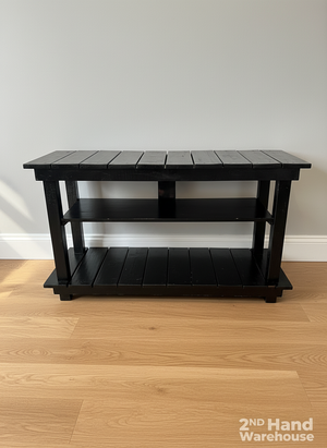 Rustic Black 2-Tier Wooden Shelf Unit