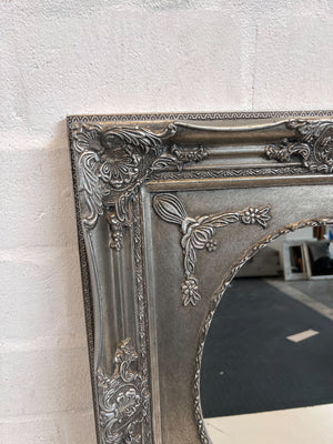 Ornate Silver & Gold Oval Mirror - Vintage Style Wall Decor