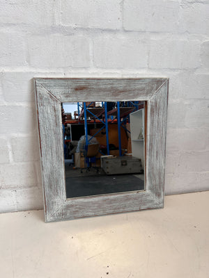 Rustic Chic Distressed White Wood Frame Mirror