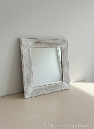Rustic Chic Distressed White Wood Frame Mirror
