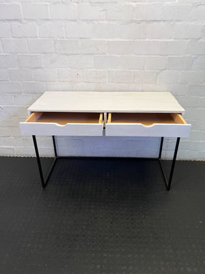 Modern White & Black Two-Drawer Desk