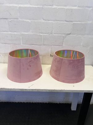Chic Pink Velvet Lampshade with Holographic Interior