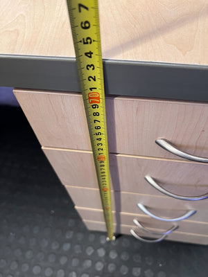 Modern L-Shaped Reception Desk with Glass Top & Mobile Pedestal