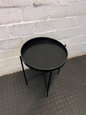 Stylish Black Metal Round Tray Side Table