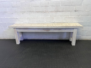 Rustic Farmhouse Distressed White Wooden Bench