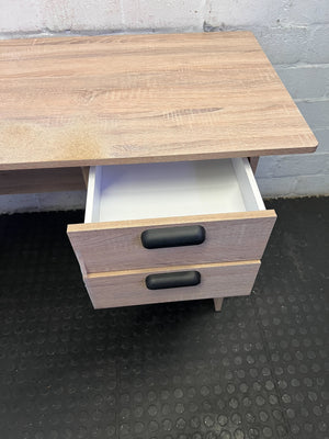 Compact Light Wood Desk with 2 Drawers - Home Office/Study