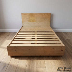 Modern Minimalist Wooden Bed Frame with Headboard & Drawers