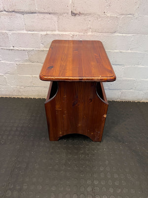 Rustic Wooden Magazine Side Table - Vintage Charm