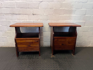 Rustic Wooden Magazine Side Table - Vintage Charm